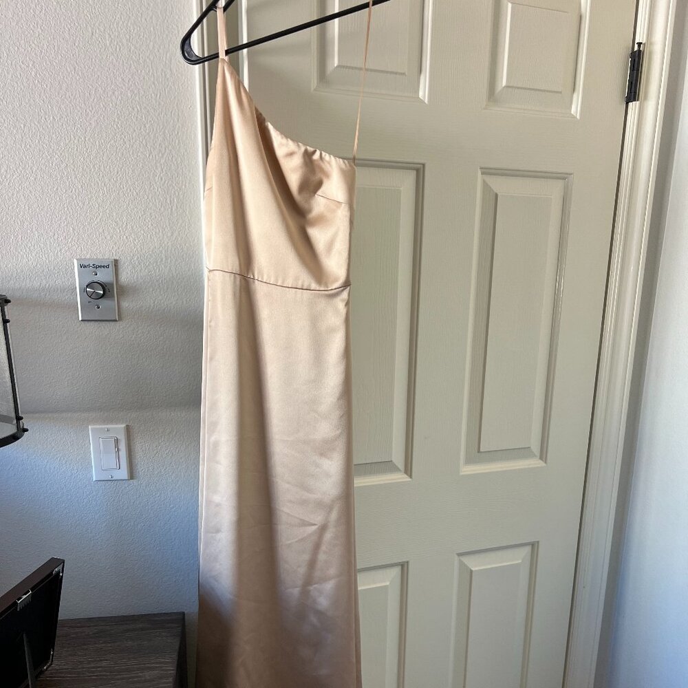 Show Me Your Mumu Shannon Dress in Champagne Luxe Satin